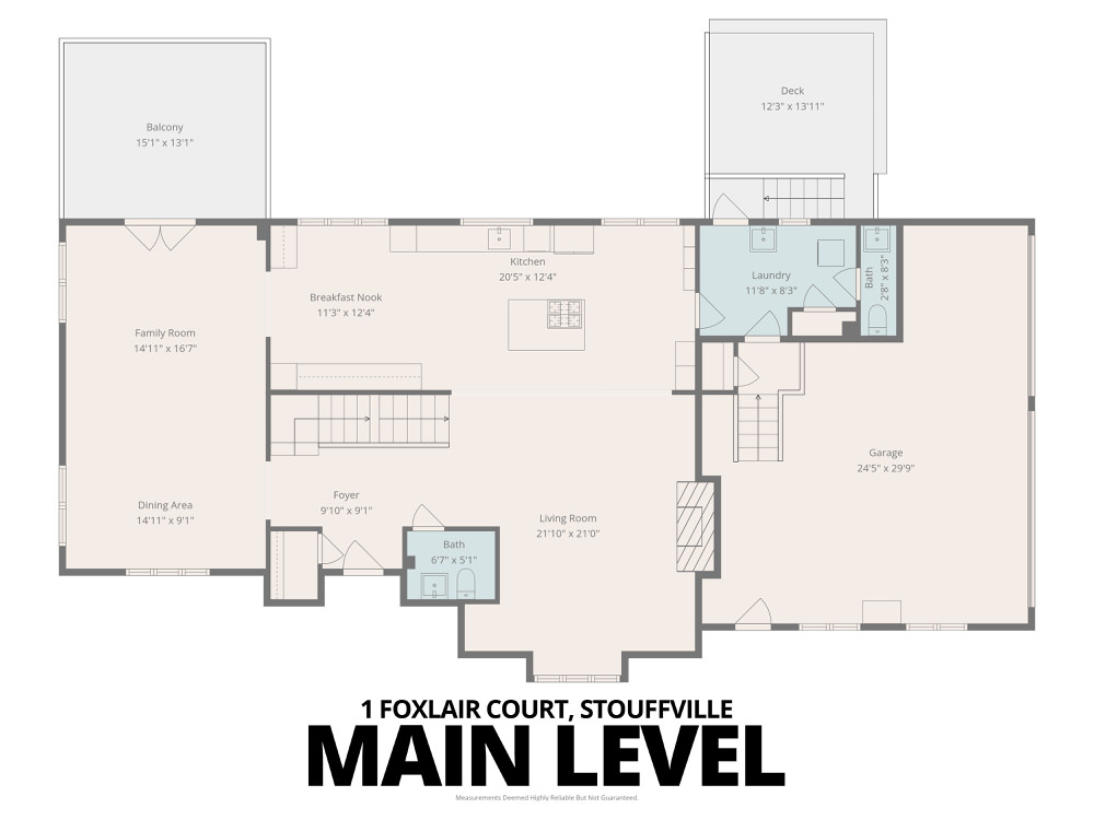 Main Level floor plan of 1 Foxlair Court, Whitchurch-Stouffville
