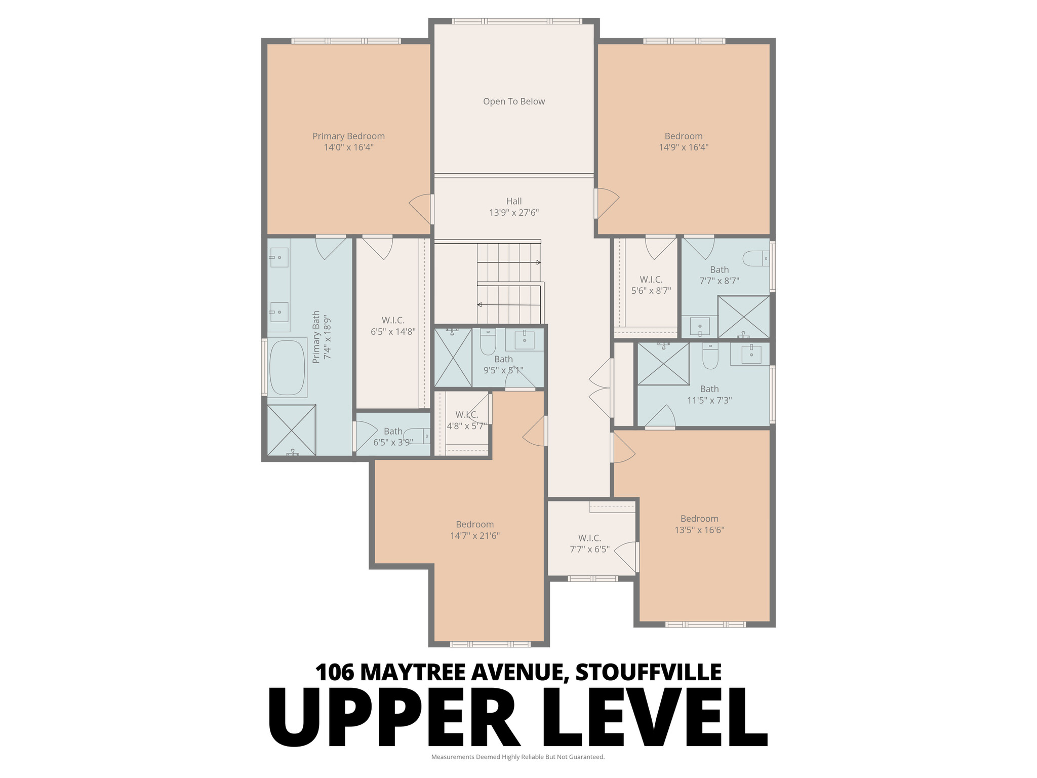 Upper Level floor plan of 106 Maytree Avenue, Stouffville