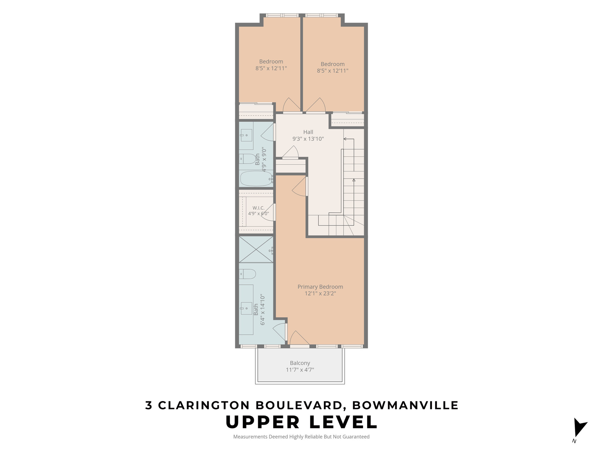 Upper Level floor plan of 3 Clarington Blvd, Bowmanville