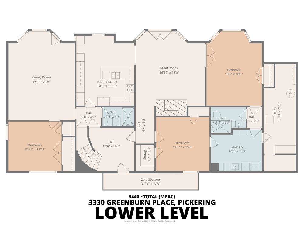 Lower Level floor plan of 3330 Greenburn Place, Pickering