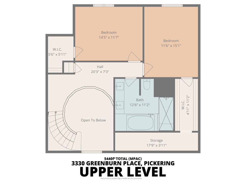Upper Level floor plan of 3330 Greenburn Place, Pickering