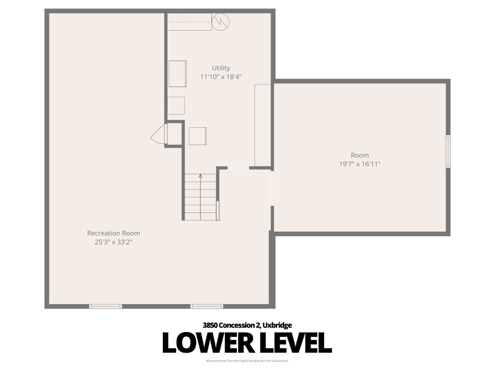 Lower Level floor plan of 3850 Concession 2, Uxbridge