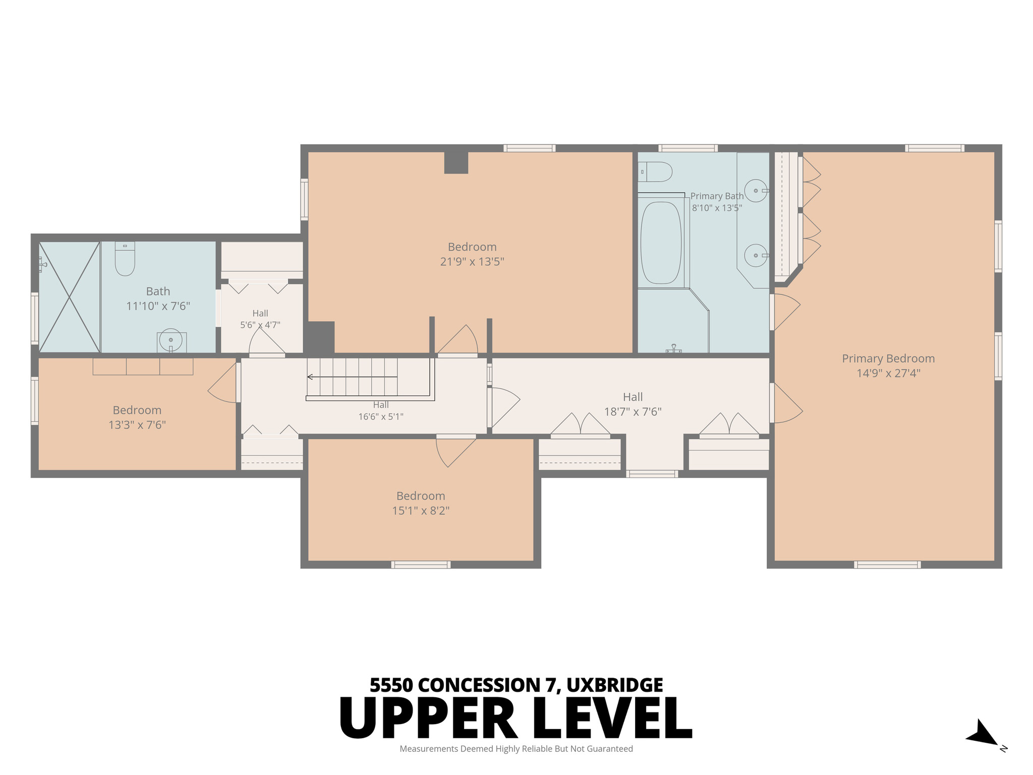 Upper Level floor plan of 5550 Concession 7, Uxbridge
