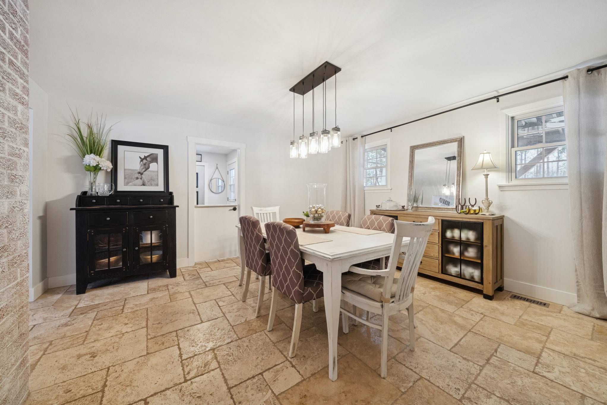 Stunning Dining Room with travertine Flooring and views over 14574 McCowan Road Whitchurch-Stouffville